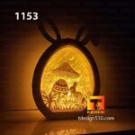1153. Easter Eggs Bunny - Paper cutting lamp 3D shadow box, Light box template, papercut lightbox svg file DIY, cricut - Image 3