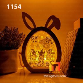 1154. Easter Gnome Egg - Paper cutting lamp 3D shadow box, Light box template, papercut lightbox svg file DIY, cricut