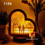 1156. Love Family Heart - Paper cutting lamp 3D shadow box, Light box template, papercut lightbox svg file DIY, cricut