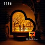1156. Love Family Heart - Paper cutting lamp 3D shadow box, Light box template, papercut lightbox svg file DIY, cricut - Image 3