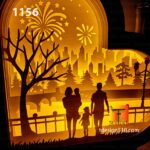 1156. Love Family Heart - Paper cutting lamp 3D shadow box, Light box template, papercut lightbox svg file DIY, cricut - Image 2