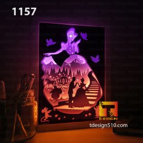 1157. Cinderella - Paper cut light box template, shadow box, 3D papercut lightbox svg file DIY, cutting cricut