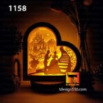 1158. Cinderella Heart - Paper cutting lamp 3D shadow box, Light box template, papercut lightbox svg file DIY, cricut - Image 3