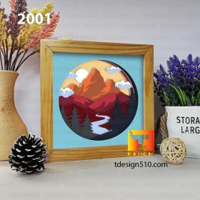 2001. Mountain - 3D shadow box Paper cutting templates, papercut crafting svg file DIY, gift Cricut Silhouette