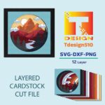 2001. Mountain - 3D shadow box Paper cutting templates, papercut crafting svg file DIY, gift Cricut Silhouette - Image 2