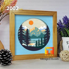 2002. Mountain - 3D shadow box Paper cutting templates, papercut crafting svg file DIY, gift Cricut Silhouette