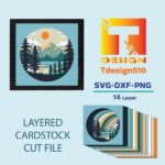 2002. Mountain - 3D shadow box Paper cutting templates, papercut crafting svg file DIY, gift Cricut Silhouette - Image 2