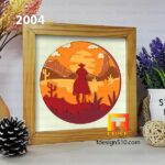 2004. Cowboy - 3D shadow box Paper cutting templates, papercut crafting svg file DIY, gift Cricut Silhouette