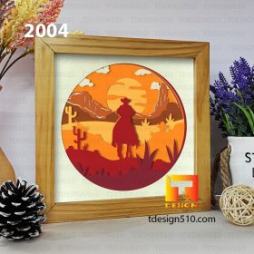 2004. Cowboy - 3D shadow box Paper cutting templates, papercut crafting svg file DIY, gift Cricut Silhouette