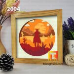 2004. Cowboy - 3D shadow box Paper cutting templates, papercut crafting svg file DIY, gift Cricut Silhouette - Image 3