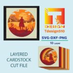 2004. Cowboy - 3D shadow box Paper cutting templates, papercut crafting svg file DIY, gift Cricut Silhouette - Image 2