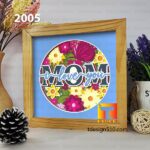 2005. Love Mom - 3D shadow box Paper cutting templates, papercut crafting svg file DIY, gift Cricut Silhouette - Image 3