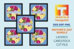 #20 Combo Mothers Day 5in1 - 3D shadow box Paper cutting templates, papercut crafting svg file DIY, gift Cricut Silhouette