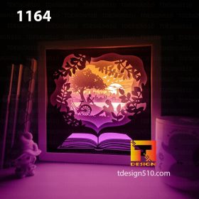 1164. Book Lover - Paper cut light box template, shadow box, 3D papercut lightbox svg file DIY, cutting cricut