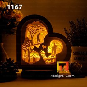 1167. Love Dad Heart - Paper cutting lamp 3D shadow box, Light box template, papercut lightbox svg file DIY, cricut