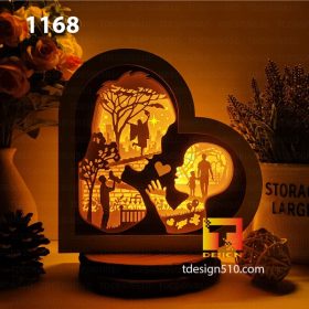 1168. Fathers Day Heart - Paper cutting lamp 3D shadow box, Light box template, papercut lightbox svg file DIY, cricut