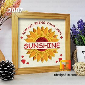 2007. Sunflower - 3D shadow box Paper cutting templates, papercut crafting svg file DIY, gift Cricut Silhouette