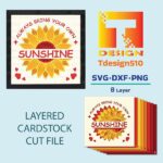 2007. Sunflower - 3D shadow box Paper cutting templates, papercut crafting svg file DIY, gift Cricut Silhouette - Image 2