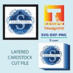 2008. Split Monogram A-Z - 3D shadow box Paper cutting templates, papercut crafting svg file DIY, gift Cricut Silhouette - Image 3