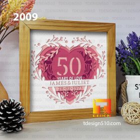 2009. Anniversary - 3D shadow box Paper cutting templates, papercut crafting svg file DIY, gift Cricut Silhouette