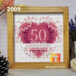 2009. Anniversary - 3D shadow box Paper cutting templates, papercut crafting svg file DIY, gift Cricut Silhouette - Image 4