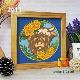 2011. Highland Cow - 3D shadow box Paper cutting templates, papercut crafting svg file DIY, gift Cricut Silhouette