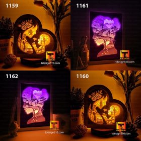 #21 Combo Mothers Day - Heart Paper cutting lamp 3D shadow box, Light box template, papercut lightbox svg file DIY, cricut