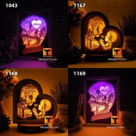 #22 Combo Fathers Day - Heart Paper cutting lamp 3D shadow box, Light box template, papercut lightbox svg file DIY, cricut