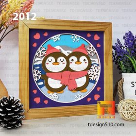 2012. Penguin - 3D shadow box Paper cutting templates, papercut crafting svg file DIY, gift Cricut Silhouette