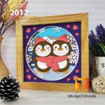 2012. Penguin - 3D shadow box Paper cutting templates, papercut crafting svg file DIY, gift Cricut Silhouette - Image 3