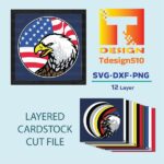2014. American Eagle - 3D shadow box Paper cutting templates, papercut crafting svg file DIY, gift Cricut Silhouette - Image 2