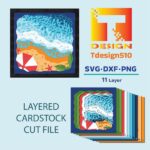 2015. Beach - 3D shadow box Paper cutting templates, papercut crafting svg file DIY, gift Cricut Silhouette - Image 2