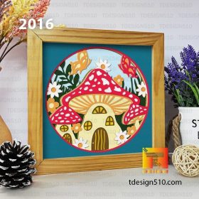 2016. Mushroom house - 3D shadow box Paper cutting templates, papercut crafting svg file DIY, gift Cricut Silhouette