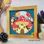 2016. Mushroom house - 3D shadow box Paper cutting templates, papercut crafting svg file DIY, gift Cricut Silhouette - Image 3