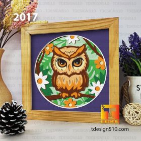 2017. Owl - 3D shadow box Paper cutting templates, papercut crafting svg file DIY, gift Cricut Silhouette