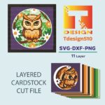 2017. Owl - 3D shadow box Paper cutting templates, papercut crafting svg file DIY, gift Cricut Silhouette - Image 2