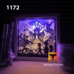 1172. Halloween - Paper cut light box template, shadow box, 3D papercut lightbox svg file DIY, cutting cricut