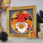 2019. Autumn Gnome - 3D shadow box Paper cutting templates, papercut crafting svg file DIY, gift Cricut Silhouette - Image 3