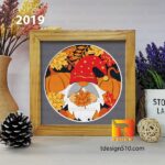 2019. Autumn Gnome - 3D shadow box Paper cutting templates, papercut crafting svg file DIY, gift Cricut Silhouette - Image 4