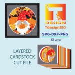 2019. Autumn Gnome - 3D shadow box Paper cutting templates, papercut crafting svg file DIY, gift Cricut Silhouette - Image 2