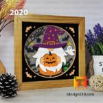 2020. Halloween Gnome - 3D shadow box Paper cutting templates, papercut crafting svg file DIY, gift Cricut Silhouette - Image 3