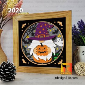 2020. Halloween Gnome - 3D shadow box Paper cutting templates, papercut crafting svg file DIY, gift Cricut Silhouette