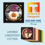 2020. Halloween Gnome - 3D shadow box Paper cutting templates, papercut crafting svg file DIY, gift Cricut Silhouette - Image 2