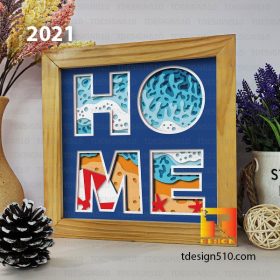 2021. Beach Home - 3D shadow box Paper cutting templates, papercut crafting svg file DIY, gift Cricut Silhouette