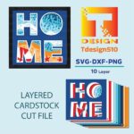 2021. Beach Home - 3D shadow box Paper cutting templates, papercut crafting svg file DIY, gift Cricut Silhouette - Image 2