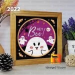 2022. Halloween Hey Boo - 3D shadow box Paper cutting templates, papercut crafting svg file DIY, gift Cricut Silhouette - Image 4