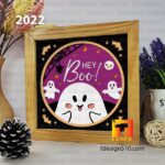 2022. Halloween Hey Boo - 3D shadow box Paper cutting templates, papercut crafting svg file DIY, gift Cricut Silhouette