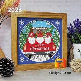 2023. Christmas Gnome - 3D shadow box Paper cutting templates, papercut crafting svg file DIY, gift Cricut Silhouette
