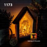 1173. Christmas Gnome House - Paper cutting lamp 3D shadow box, Light box template, papercut lightbox svg file DIY, cricut - Image 5