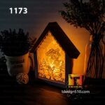 1173. Christmas Gnome House - Paper cutting lamp 3D shadow box, Light box template, papercut lightbox svg file DIY, cricut - Image 4